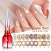 Champagne Cat Eye Gel Nail Polish - Whitening Manicure for Autumn/Winter