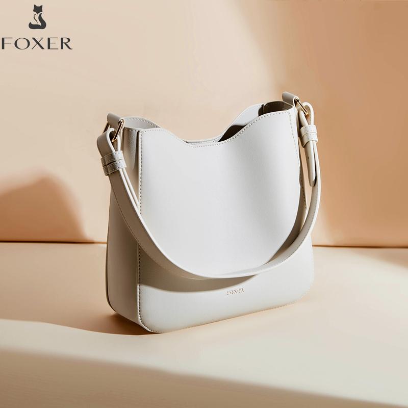 

FOXER Simple Women Shoulder Bag Daily Commuting Tote Bag PU 2026 Casual Female Large Bucket Bag