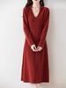 Women's 100% Pure Wool Mid-Length Knit Sweater Dress - Slimming Autumn/Winter Base Layer Long Skirt