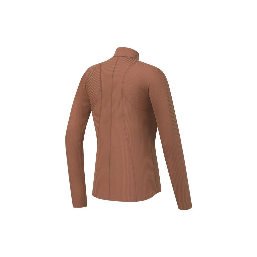 Fila Solid Color Stand Collar Fitness Knit Jacket Women Jackets Brick-Brown A11W341502F-BN