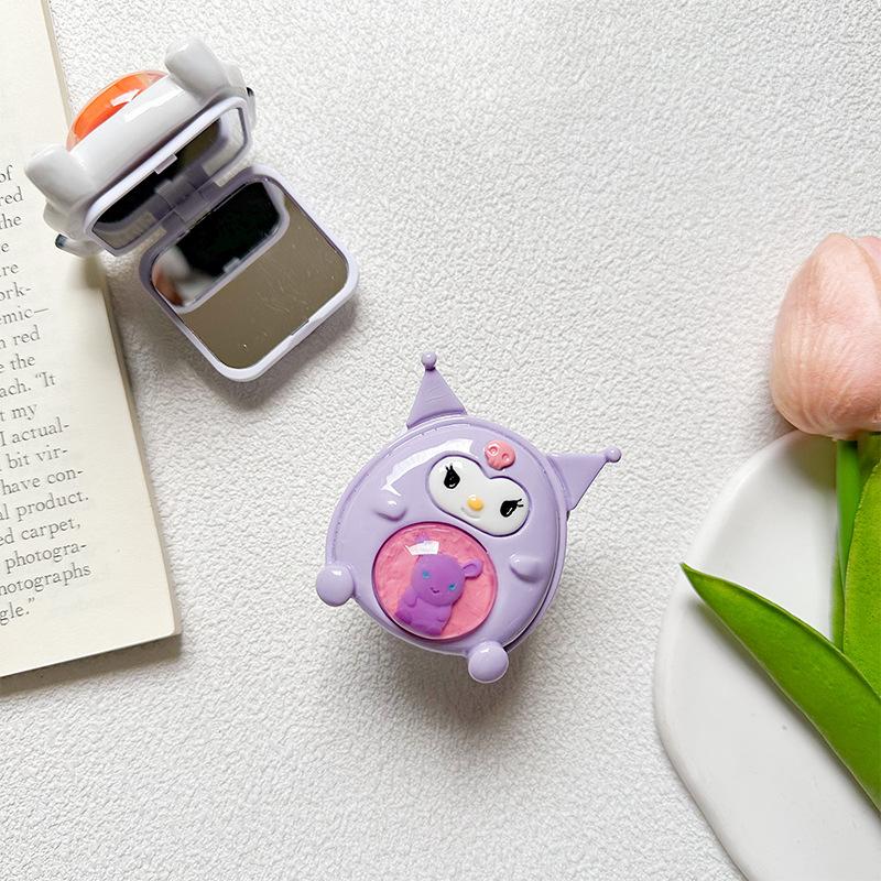Cartoon Cute Mobile Phone Airbag Holder Puppy Flip Mirror Cat Makeup Mirror Portable Style Niche