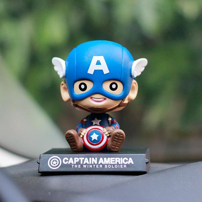 10cm Spider Man Iron Man Hulk Deadpool Shaking Head Doll Car Decoration Auto Accessories Playthings Doll Mobile Phone Bracket Gifts