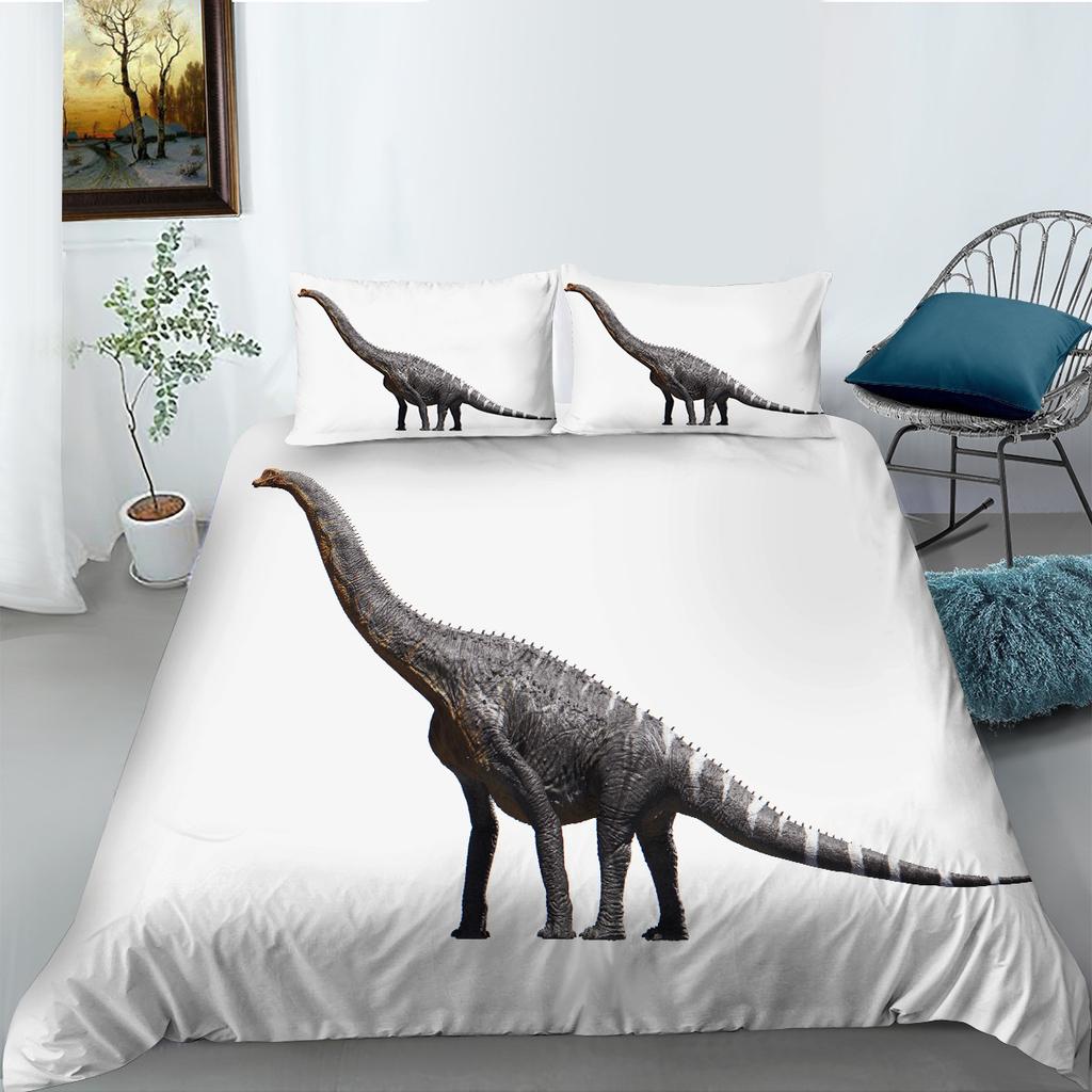 Dinosaur Duvet Cover Set King Size Jurassic Age T-Rex Raptor Comforter Cover With Pillowcase Kid Bedroom Polyester Bedding Set