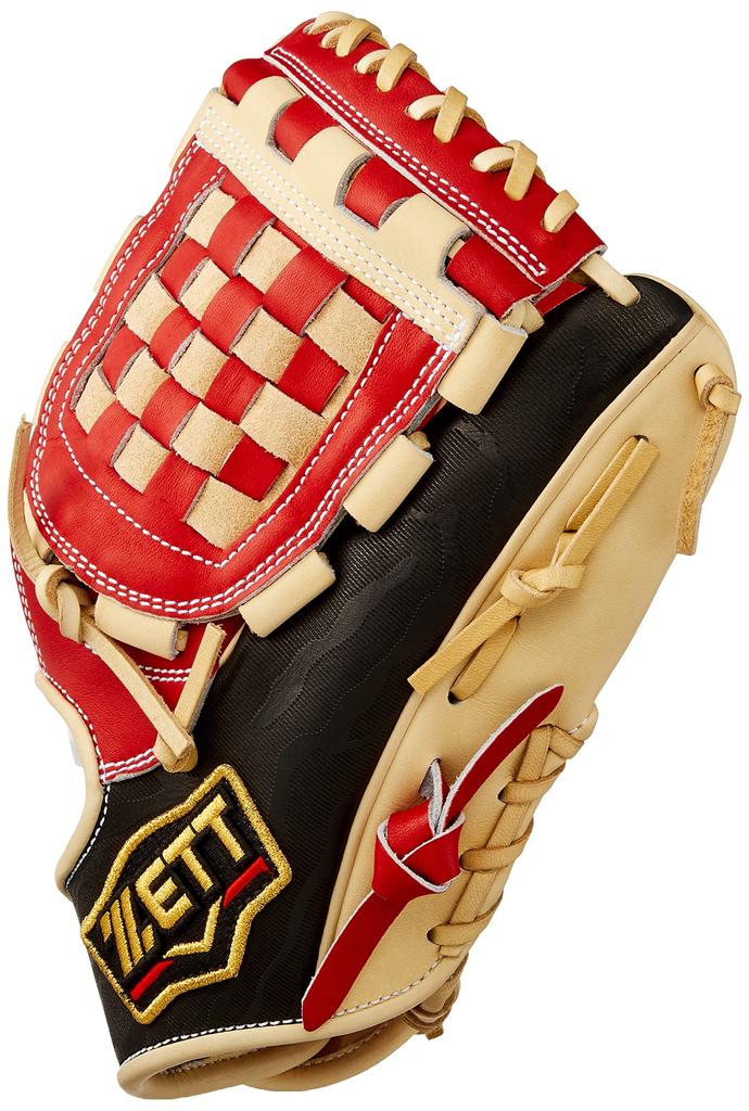 ZETT Pro Status Sosuke Genda Soft Baseball Deep Brown Size 4 Glove, Right-Handed Throw, Orange/Pastel (5832), (BRGB32450)