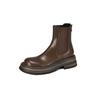 Krazing Pot Microfiber Autumn Winter Shoes Thick High Heels Zipper Platform Size 43 Motorcycle Boots Knitwear Ankle Boots