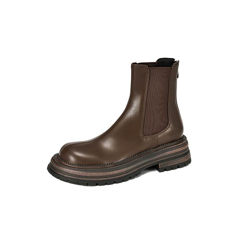Krazing Pot Microfiber Autumn Winter Shoes Thick High Heels Zipper Platform Size 43 Motorcycle Boots Knitwear Ankle Boots