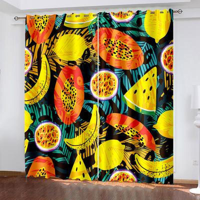 Apfel Wassermelone Banane Serie Fruchtmuster Schattierungsvorhang 2 Stück Wohnzimmer Schlafzimmer Heimdekoration Haken Ösen