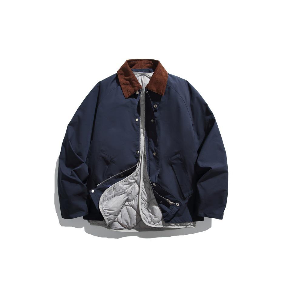 

UNDREST YR09 Two-Piece Winter Down Jacket & Loose Workwear Lapel Coat Set L темно-синього кольору