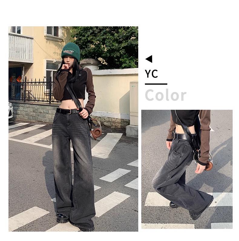 2024 Plus Size High Waist Black Wide Leg Jeans for Women - Tall, Loose, Floor-Length