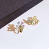 Tide Slightly Inlaid Zirconium Earclips, Spring Earrings, Fresh Flower Stud Earrings, Pierless, Versatile Earrings For Women