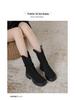 2025 Women's High-Heel Autumn Ankle Boots - Hidden Heel, Mid-Calf, Fleece-Lined Martin Style