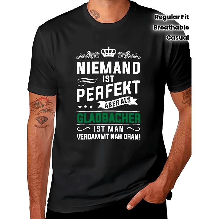 Men s Gladbach FC Fan Apparel - Official Team Emblem & Mönchengladbach Print T-Shirt | German Supporter Gear for Sports Events & Casual Wear | S чёрный