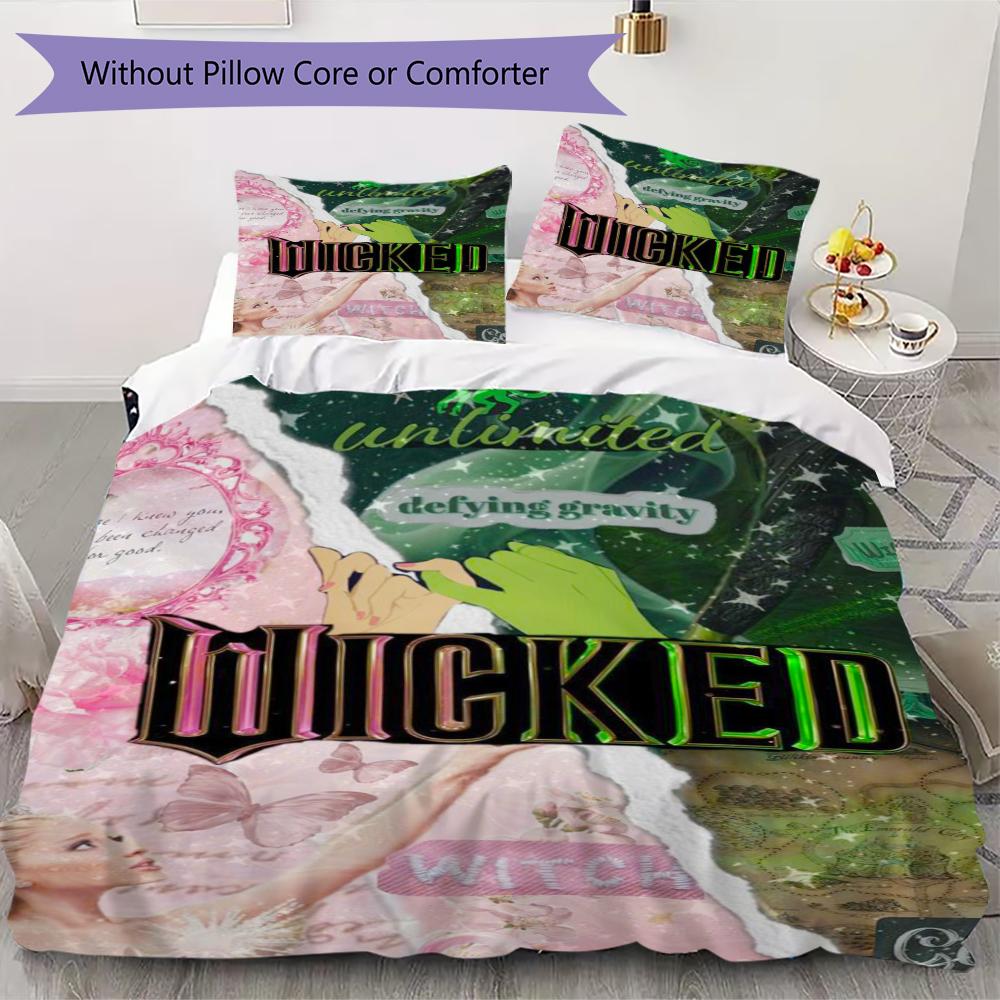 WICKED Pattern Bedding,Quilt Set Quilt Cover Pillowcase Home Birthday Gift(1 * Duvet Cover + 2 * Pillowcase, Without Core)_lx