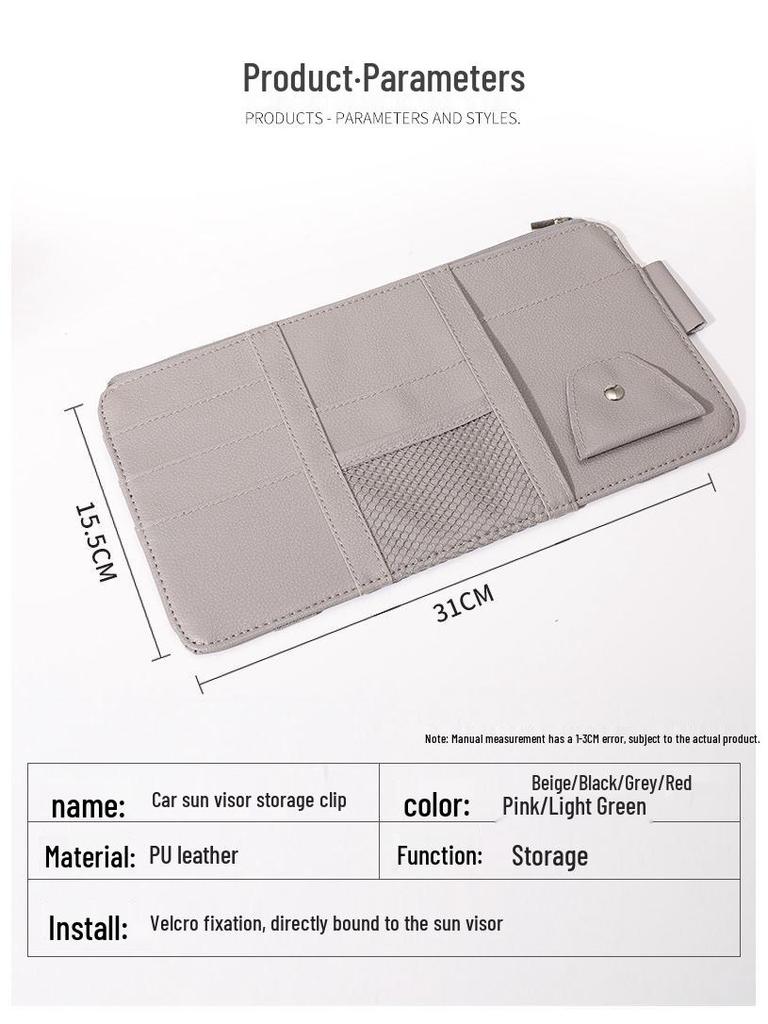 Multi-Functional Car Sun Visor Organizer: Card Holder, License & Receipt Keeper, Cable Storage, Glasses Clip