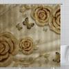 Purple Rose Shower Curtain Retro Floral Shower Curtains Waterproof Gold Classical Chic Elegant Flowers Vintage Bathroom Curtains