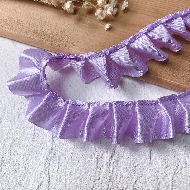 High-Quality 2.5cm Pleated Lace Woven Polyester Ribbon for Clothing and Cuff Decoration