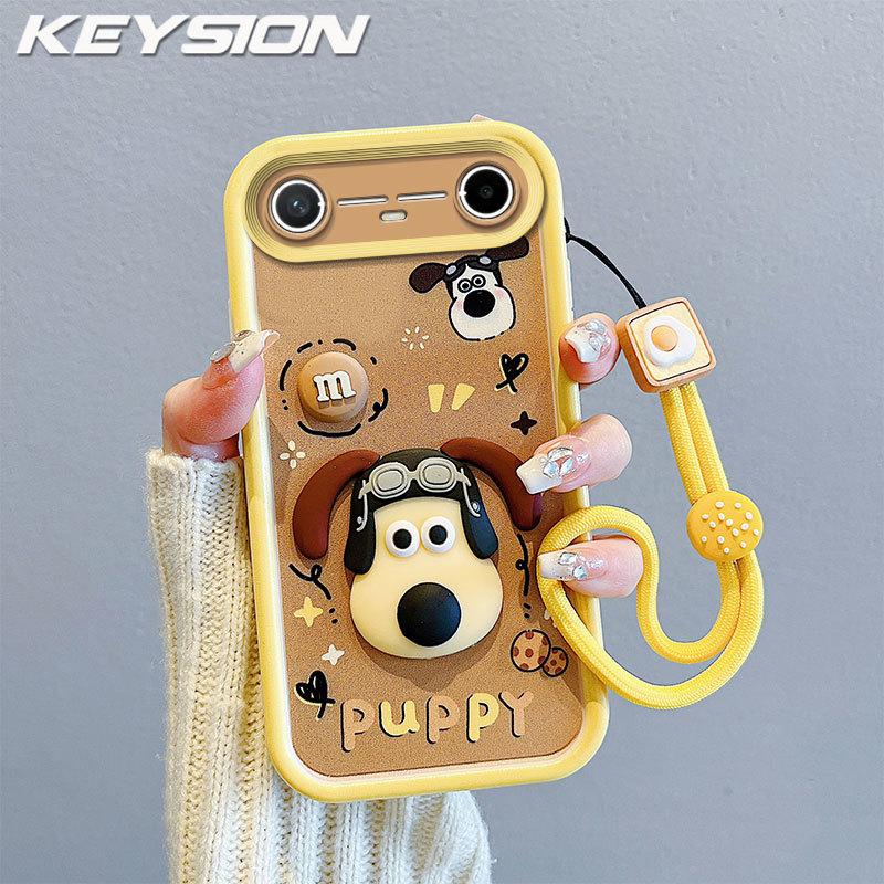 

KEYSION Shockproof Case for TECNO Pova Slim 5G with Lanyard Soft Silicone Cute 3D Cartoon Doll Phone Back Cover for Spark Slim 4G for Pova Slim 5G