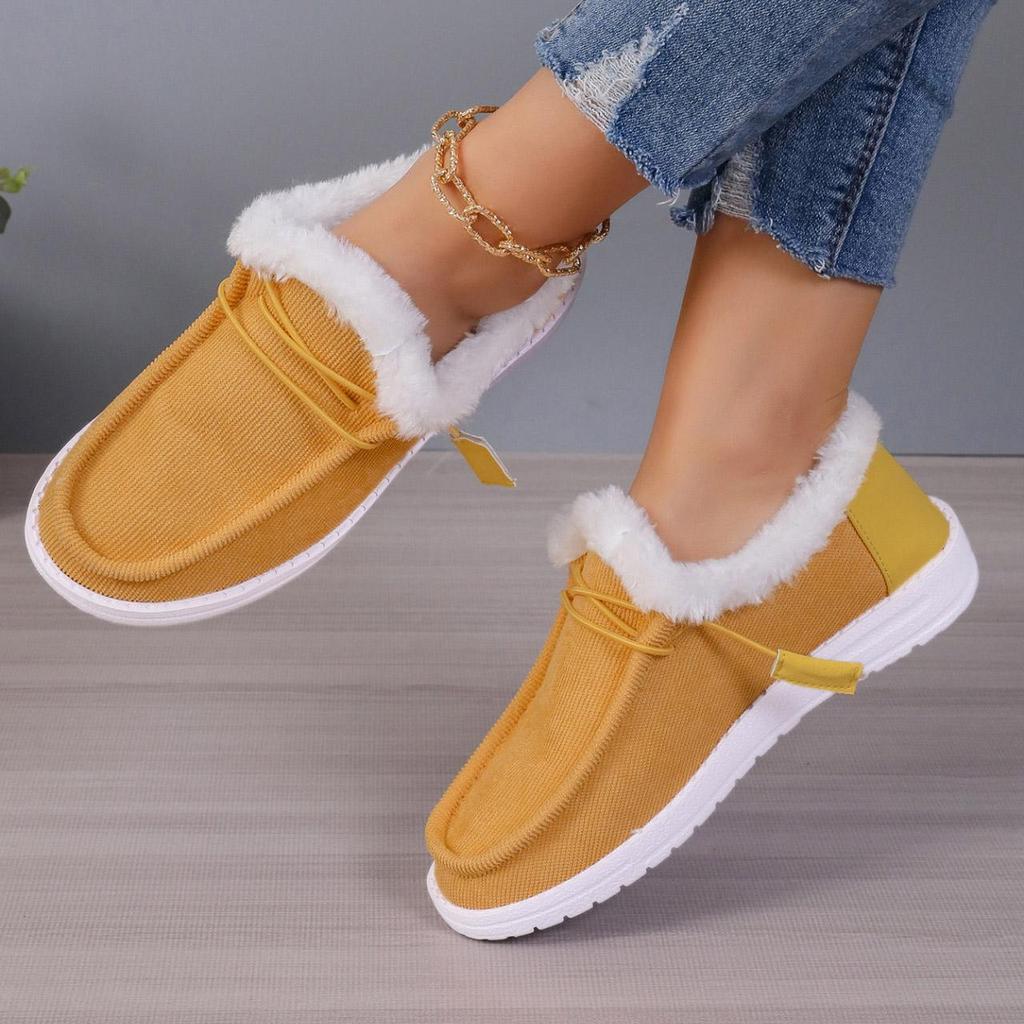 Large Casual Snow Boots Autumn Winter Round Head Short Tube Velvet Fleece Lace Up Cotton Boots Shoes 36-43