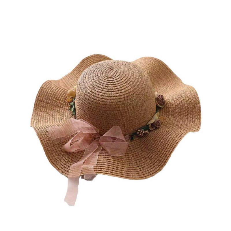 Summer Wide Brim Sun Hat For Women With Breathable Paper Material And Flower Design For Beach And Outdoor Travel