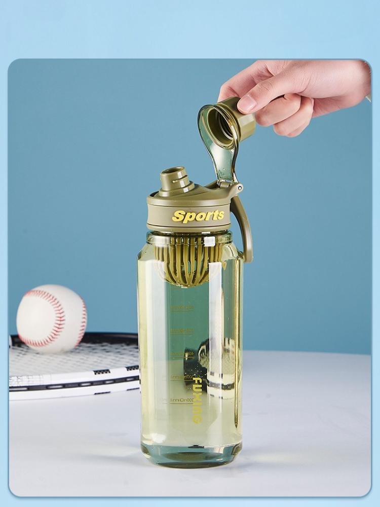 1L Sports Water Bottle Large Capacity Transparent Bottle Plastic Cup with Tea Filter Outdoor Travel Gym Fitness Water Bottle