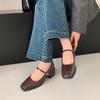 2025 Spring and Autumn New Middle Heel French Niche Mary Jane Thick Heel Single Shoes Women's Retro Word with Square Head Cool