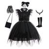 Bambini Mercoledì Addams vestono costumi di Halloween vestono costumi da festa cosplay