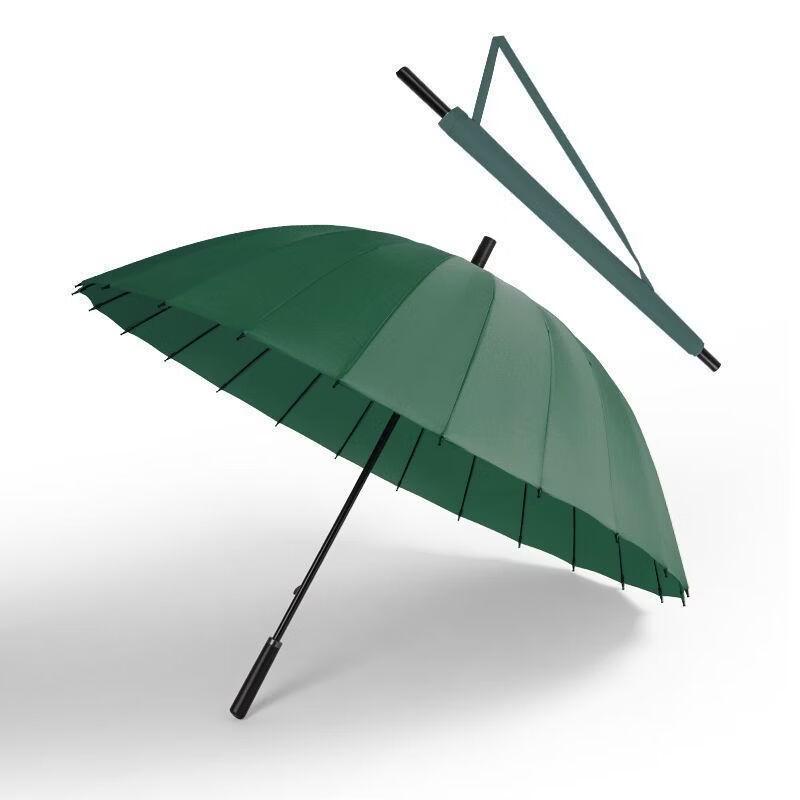 Hanyou Large Folding All-Weather Umbrella - 24 Ribs, Dark Green