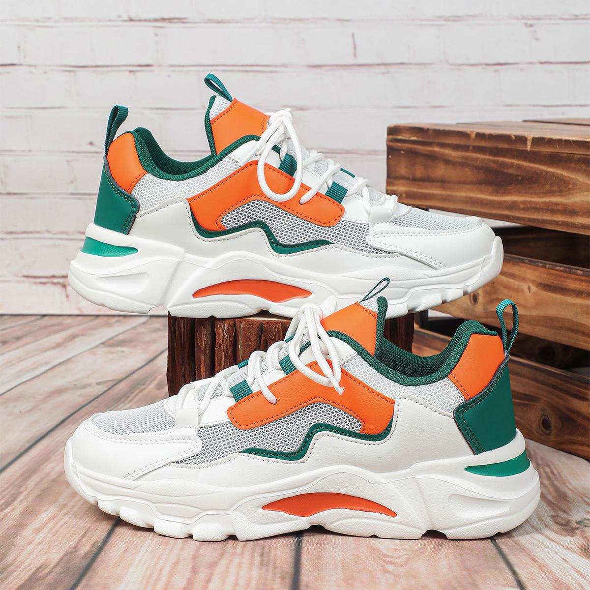 Couple spring and summer new contrasting color casual sports shoes outdoor trendy shoes platform dad shoes 35