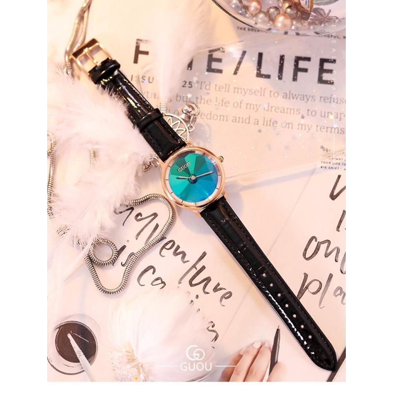 Reloj de Mujer Simple Temperamento Correa de Acero Reloj de Mujer Esfera Colorida Verde Moda Reloj Impermeable Mujer