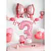 2pcs/Set 32" Pearlescent Pink Number & Bow Foil Balloon, Suitable For Birthday, Valentine's Day, Anniversary Party Decorations