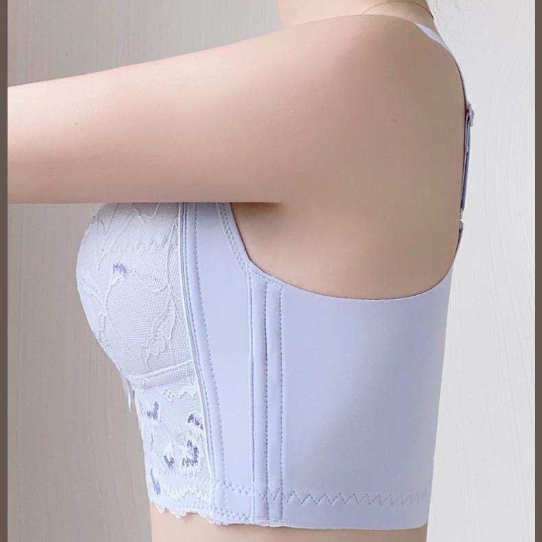 Thin and Adjustable Lingerie for Women with Gathered Breasts and Top Support To Prevent Sagging Large Size Full Cup White Bra