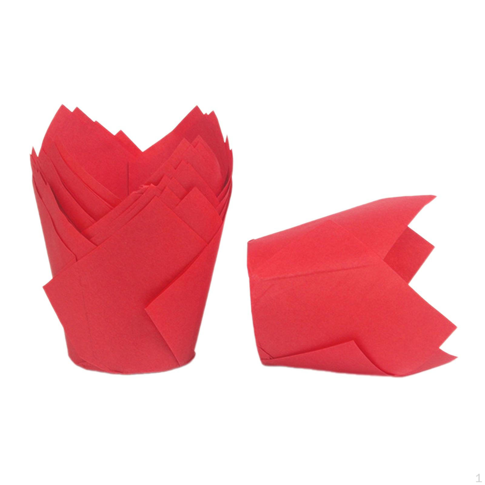 

50 шт. вкладышей для кексов, обертки, жиронепроницаемых держателей для форм для выпечки кексов на свадьбу, Red