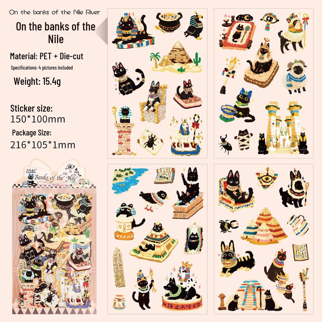 Mengmeng Black Cat Series Cartoon Stickers – Cute DIY Journaling Material, 6 Styles