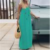 Casual Effen Losse Jurk Voor Dames Sexy Mouwloos Spaghetti Bandjes Rugloos Vetersluiting Avondjurk Femme Vakantie Strandfeest Kleding Nieuw
