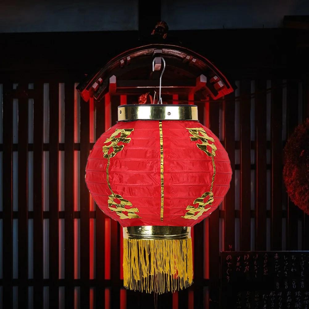 20CM Chinese Flocking Red Cloth Lantern Spring Festival Door Hanging Lamp Street Pendant for Traditional Outdoor Home Decoration