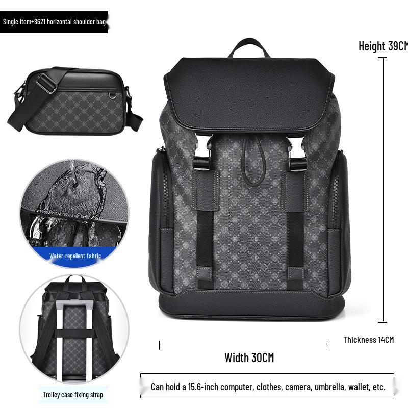 Men's Trendy High-End Business Laptop Backpack - Large Capacity Travel & Schoolbag with Old Flower Design