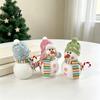 Holiday Party Photo Props Lighted Snowman Christmas Ornament with Knitted Hat, LED Warm Light Soft Fabric Figurine Hanging Pendant for Tree,
