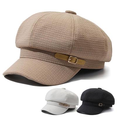 Damen Koreanischer Stil Achteckige Entenschnabel Baskenmütze - Herbst/Winter Britisch Marine Schiebermütze, Flache Oberseite, Schlankmachendes Design