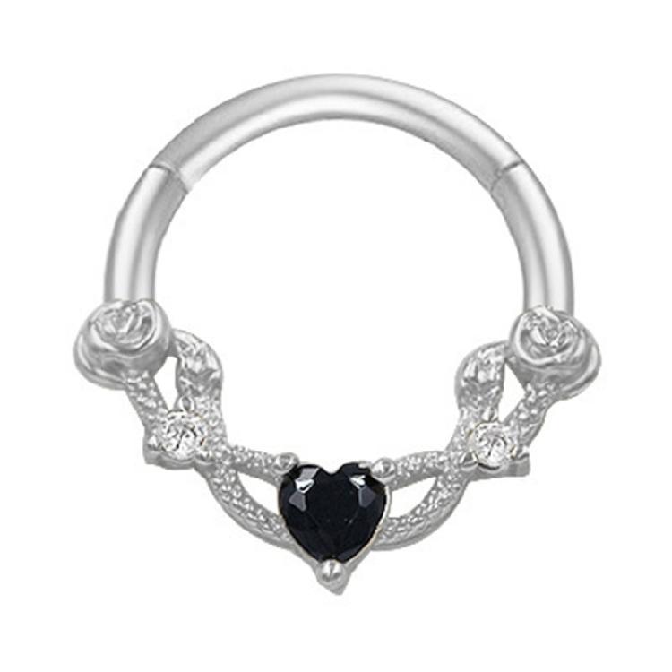 Kristall-Nasen-Clicker Handgefertigt Silberfarben Septum-Ring Edelstahl Piercing-Accessoire für Ohr und Knorpel