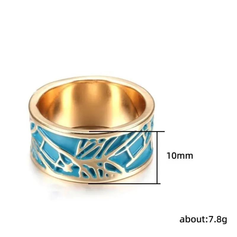 Wholesale of Chinese-style Floral Rings, Oil-dripping Blue and White Porcelain Women's Ring Tail Rings