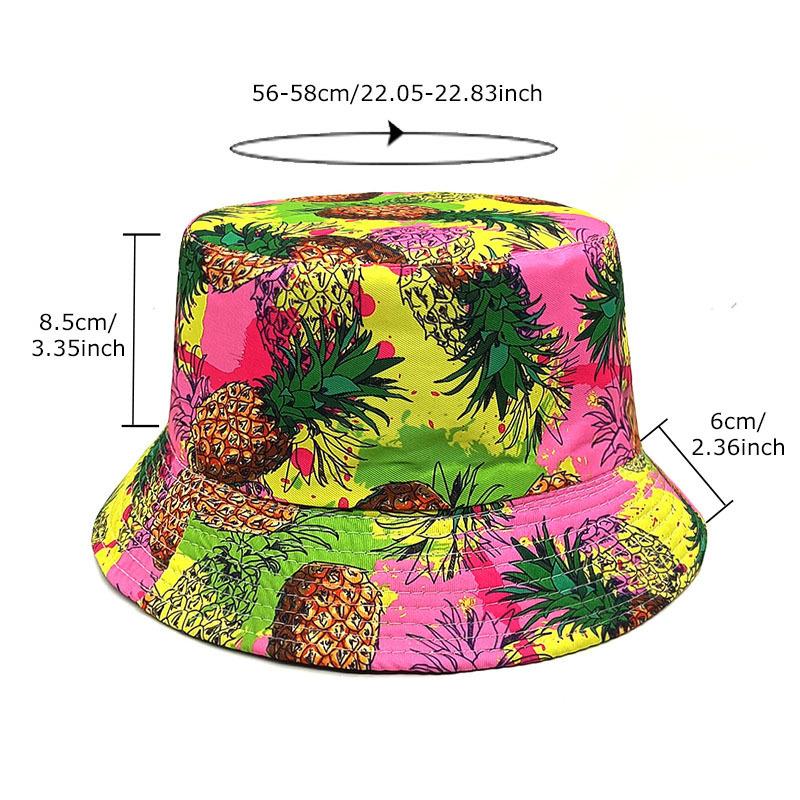 Cartoon Pineapple Print Bucket Hats Unisex Spring And Summer Polyester Fiber Sun Hat Outdoor Sports And Leisure Bucket Hat