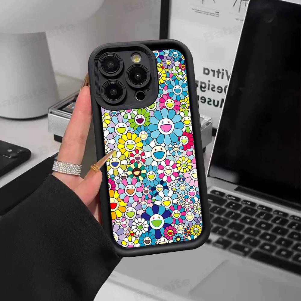 T-Takashi M-Murakami Phone Case For IPhone 17 16 15 14 13 12 11 Pro Max Anti Drop Soft Cover
