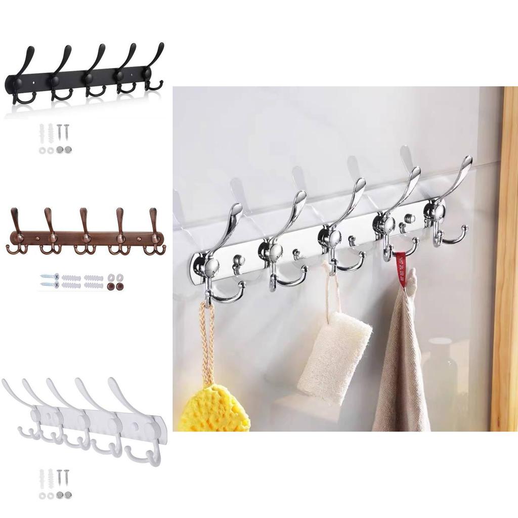 Modern Minimalist Wall Mount Heavy Duty Coat Hook With 5 Hooks For Bathroom And Hotel Doors
