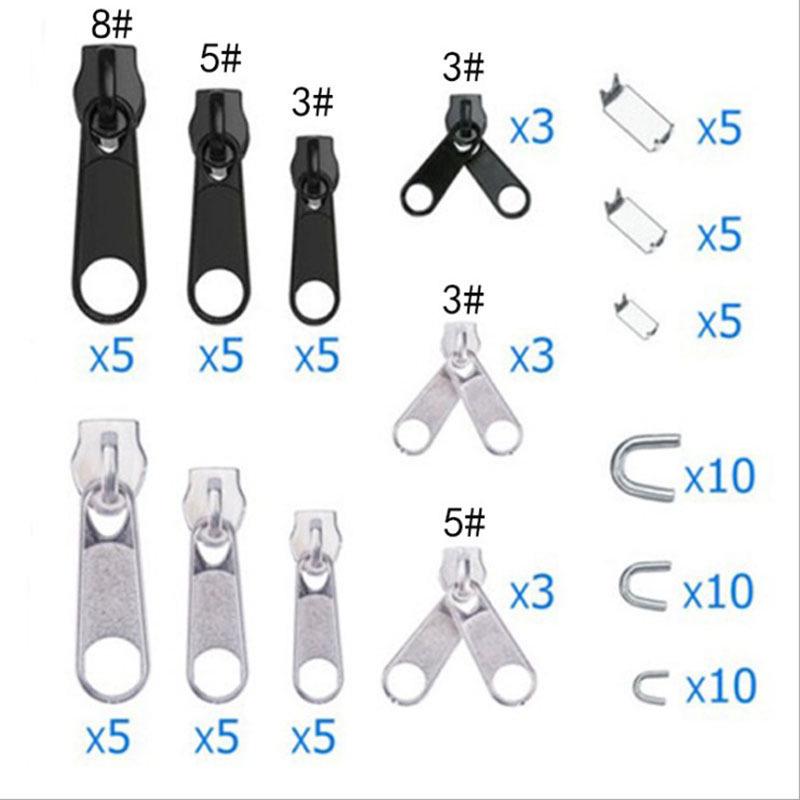 Zipper Repair Kit: U-Code Puller & Slider Set with Cutting Pliers