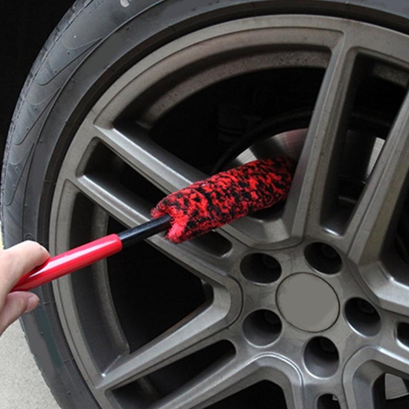 Soft Wheel Brush Compact Short Handle Ergonomic Grip For Deep Rims Cleaning Brake Dust Removal Detailing Brushes