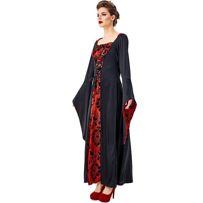 Halloween Costume Horror Carnival Black and Red Wizard Robe European Court Wizard Outfit Vampire Set