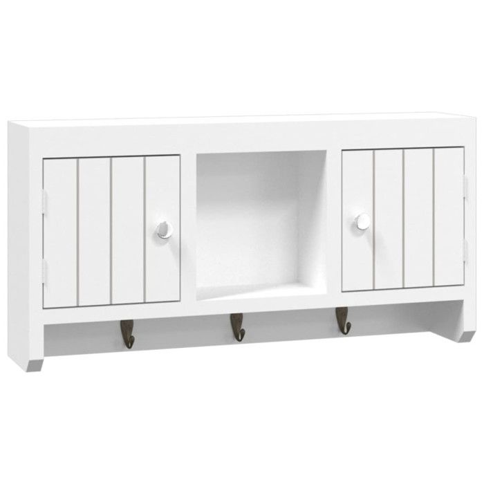 350631 vidaXL Armoire à clés Blanc 40x8,5x20 cm Bois d'ingénierie et acier