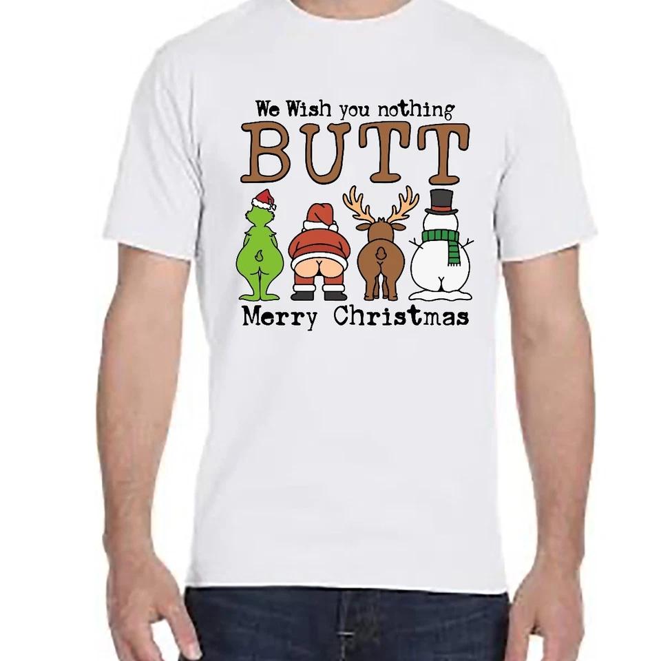 White Christmas Tshirt | Funny Butt Xmas S