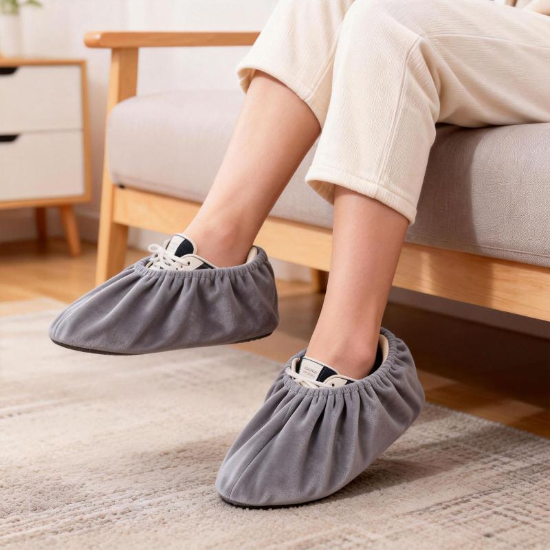1 Pair Thicken Plush Shoe Covers Reusable Anti-Slip Soles Durable Wear-Resistant Foot Covers For Indoor Outdoor Shoe Covers