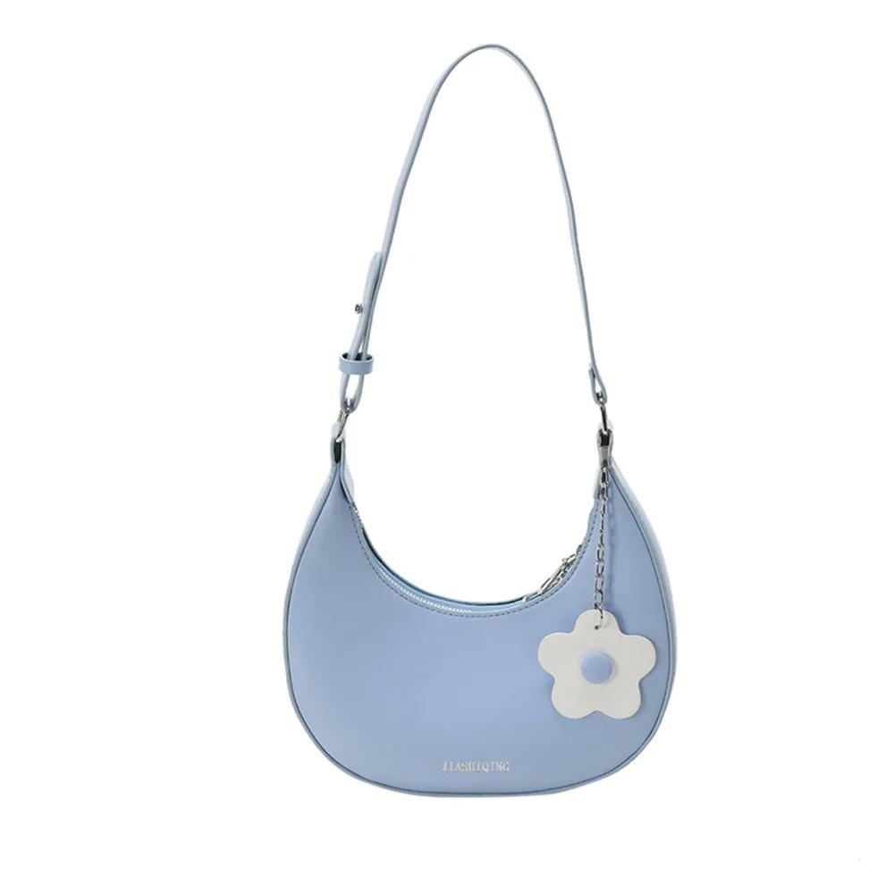 Large Capacity Flower Shoulder Bag Dumpling Shape Women Underarm Bag Half-moon Bag  Streetwear